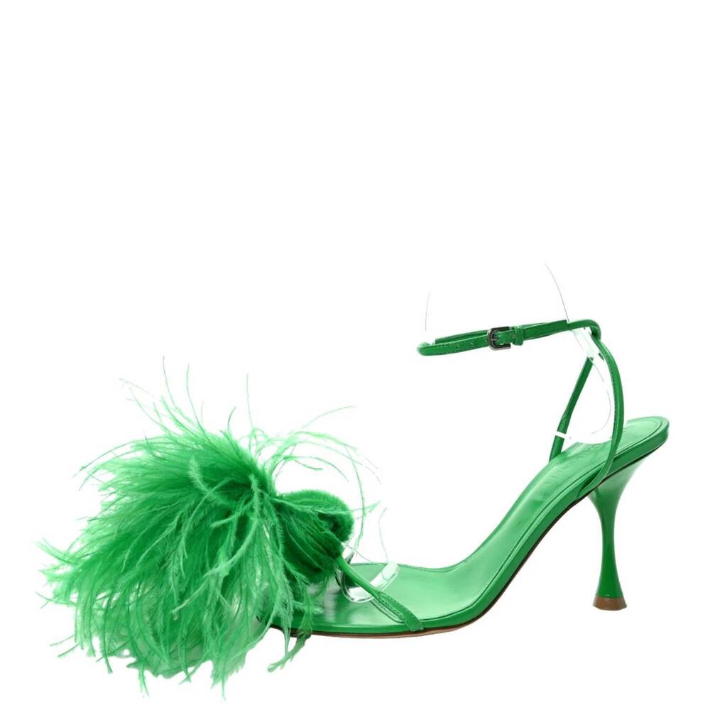 NEW BOTTEGA VENETA women's wonderbird nappa feather dot sandals in green